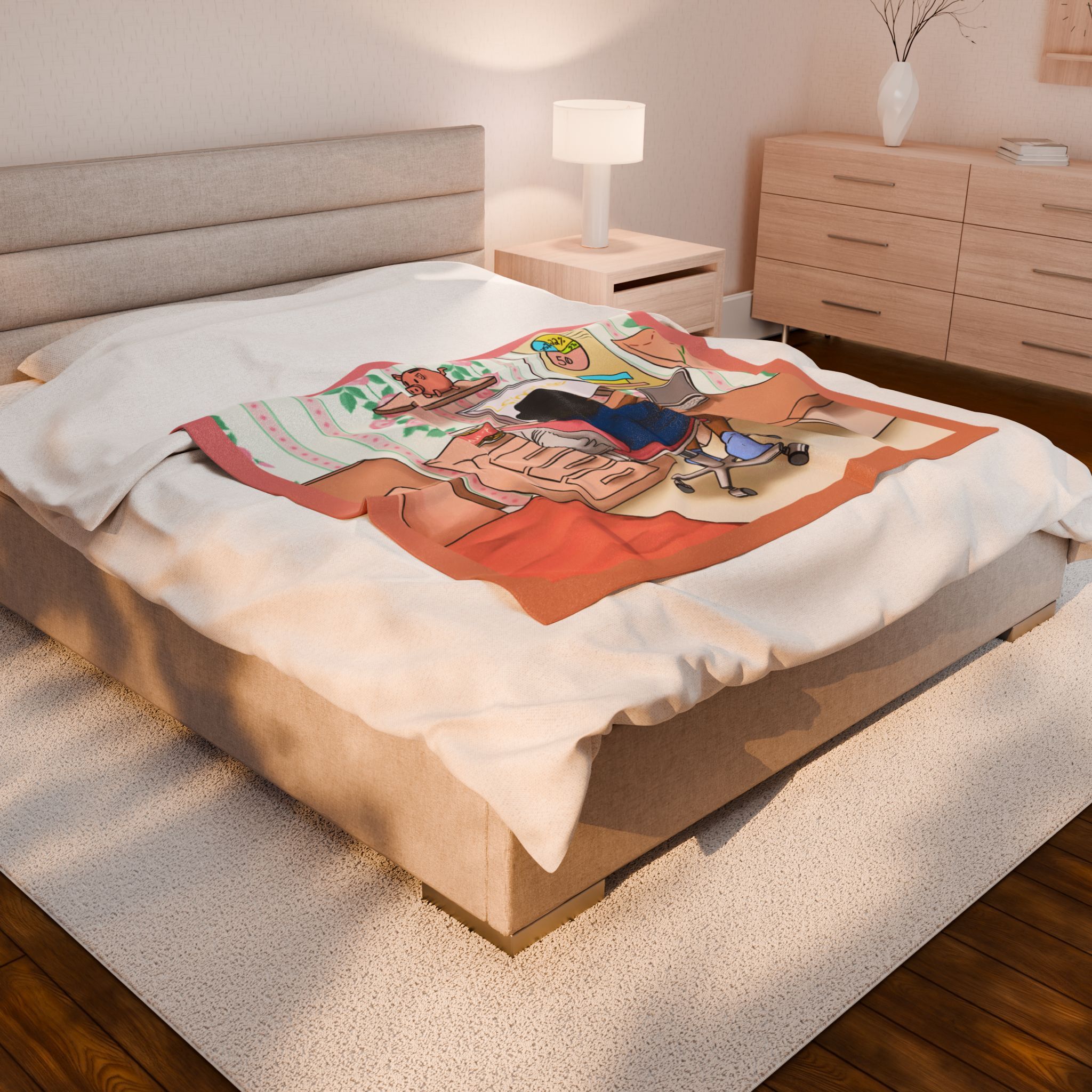 Black Character Blanket - Banker Girl- Black Girl, Black Girl - Velveteen Plush Blanket, Xmas Blankets, Bedroom Blanket, Girls Bedroom - Image 8