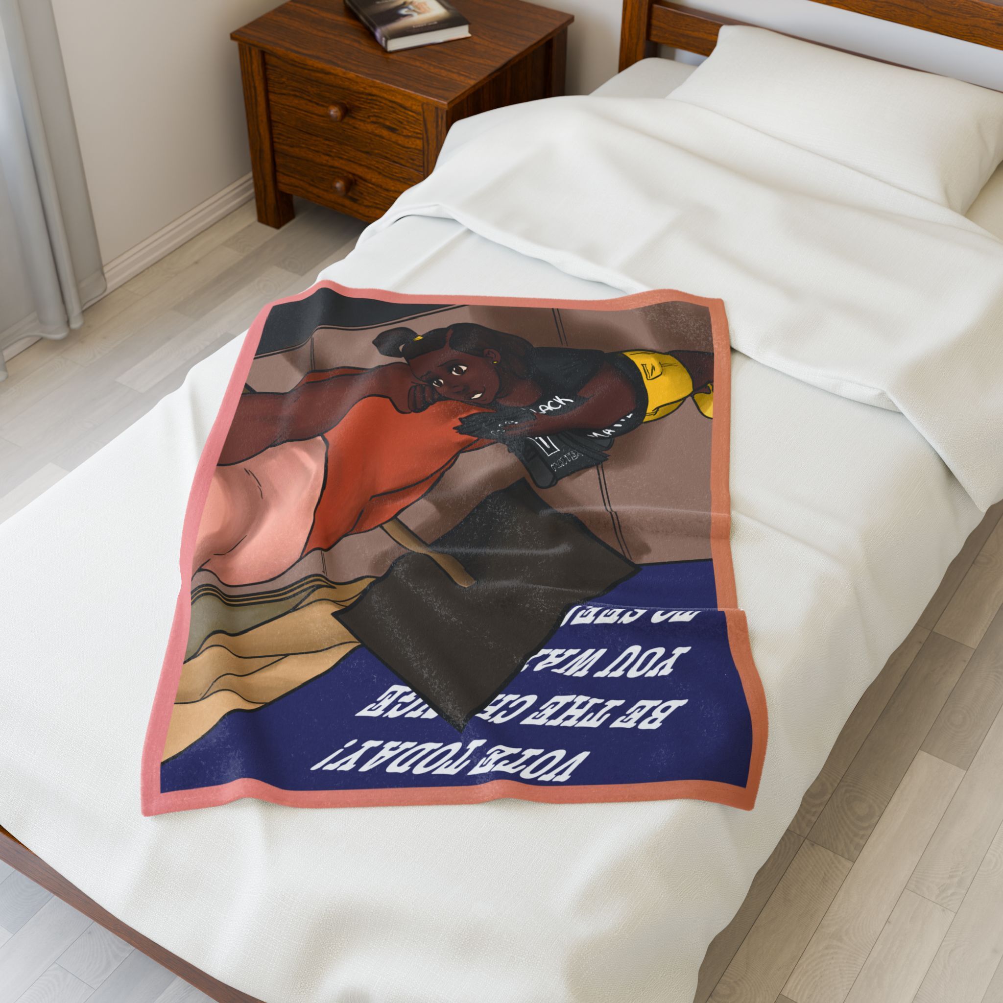 Black Character Blanket -President Girl - Black Girl, Black Girl - Velveteen Plush Blanket, Xmas Blankets, Bedroom Blanket, Girls Bedroom - Image 3