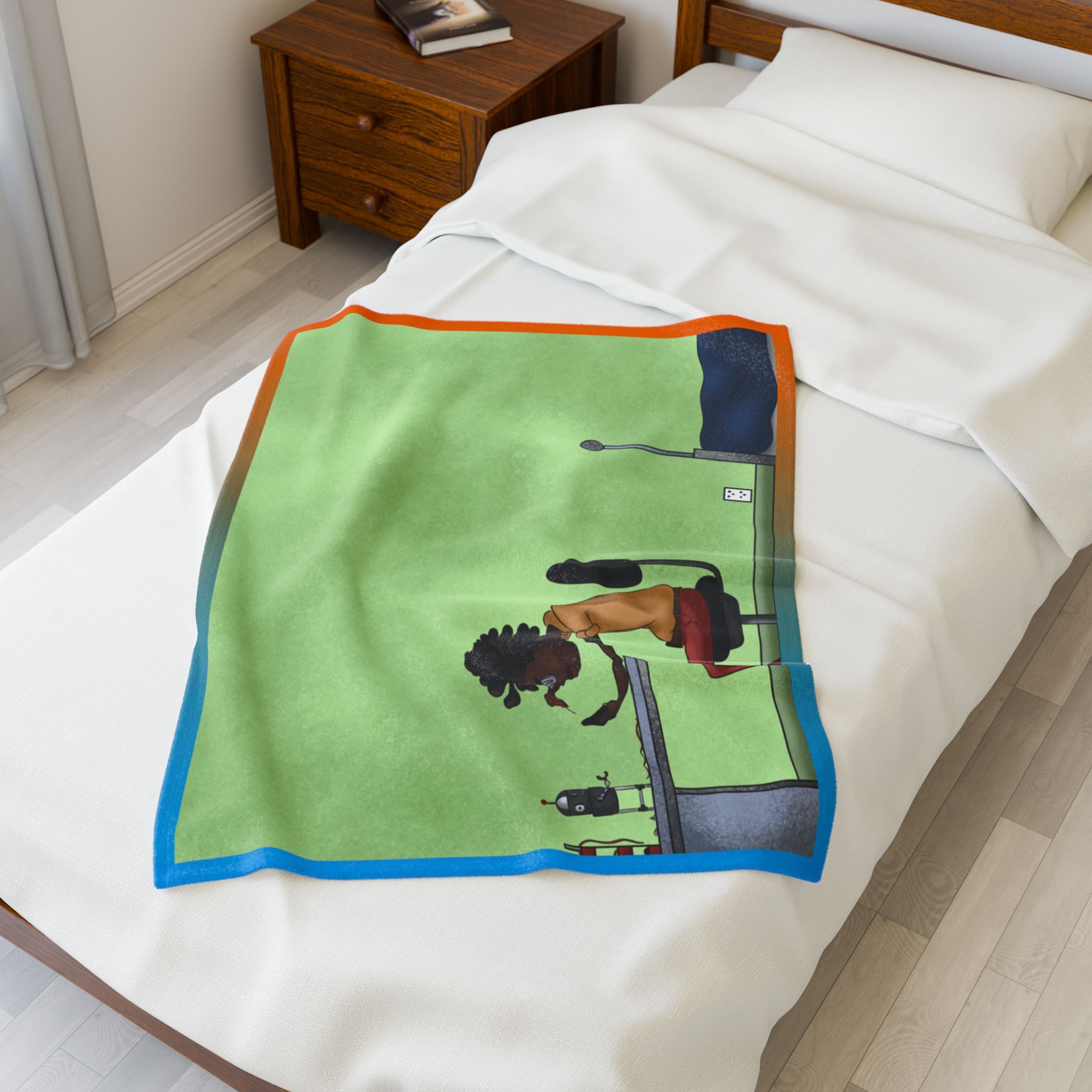 Black Characters - Engineer Boy- Black Boy, Black Boy - Velveteen Plush Blanket, Xmas Blankets, Bedroom Blanket, Couch Throw, Boys Bedroom - Image 3