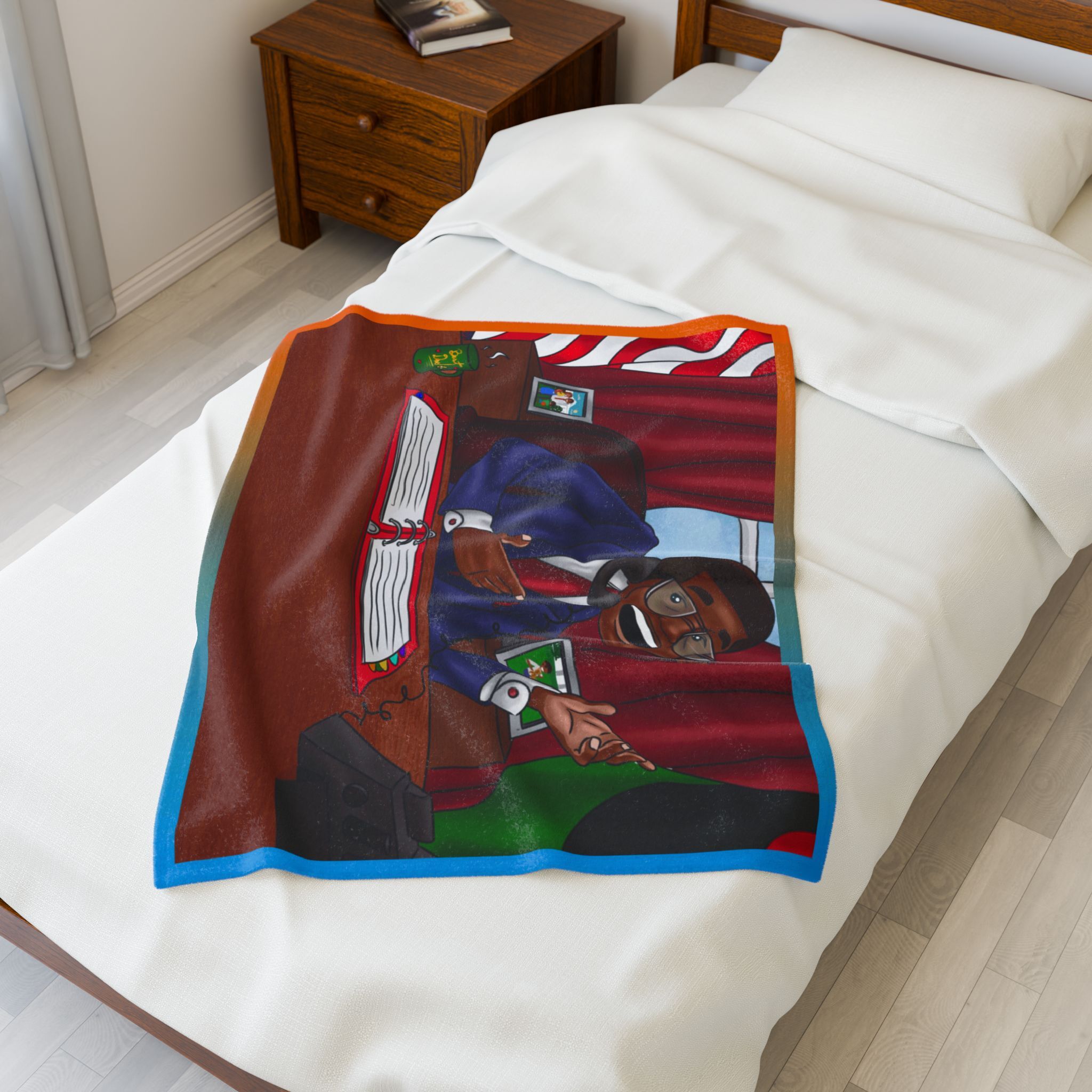 Black Character Blanket - President Man - Black Boy, Black Boy - Velveteen Plush Blanket, Xmas Blankets, Bedroom Blanket, Boys Bedroom - Image 3