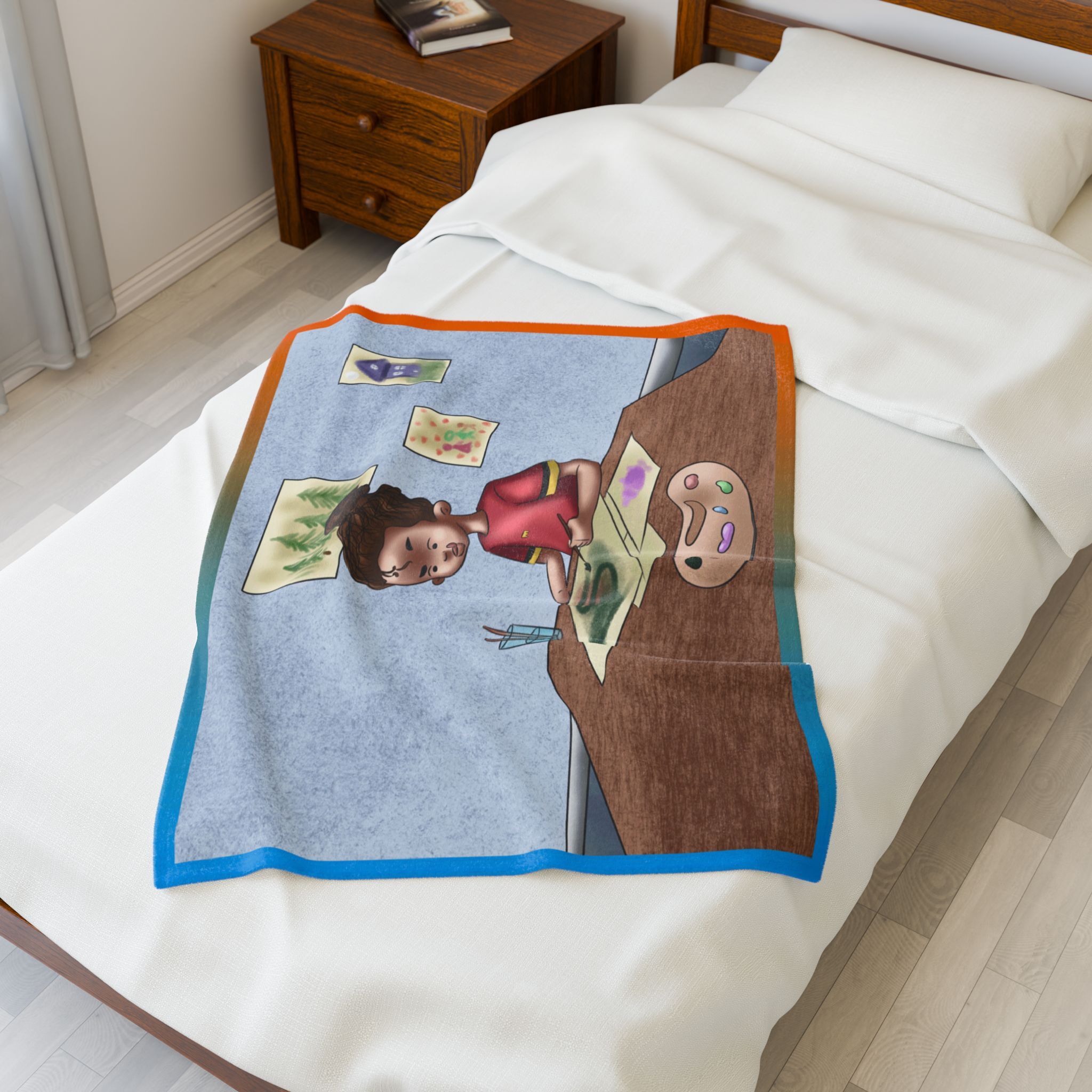 Black Character Blanket - Black Boy, Black Boy - Artist -Velveteen Plush Blanket, Xmas Blankets, Bedroom Blanket, Couch Throw, Boys Bedroom - Image 3