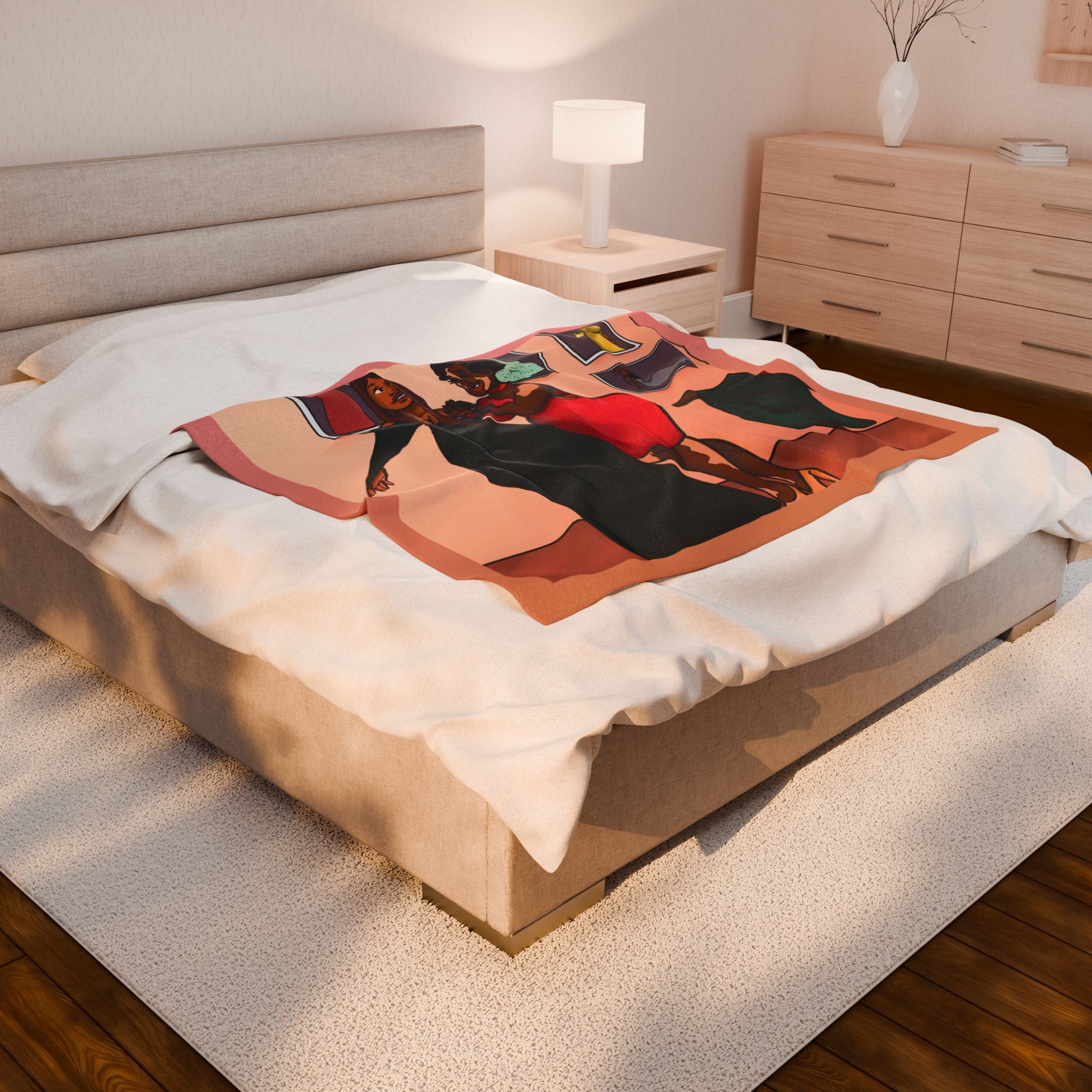 Black Character Blanket -Fashion Woman - Black Girl, Black Girl - Velveteen Plush Blanket, Xmas Blankets, Bedroom Blanket, Girls Bedroom - Image 8