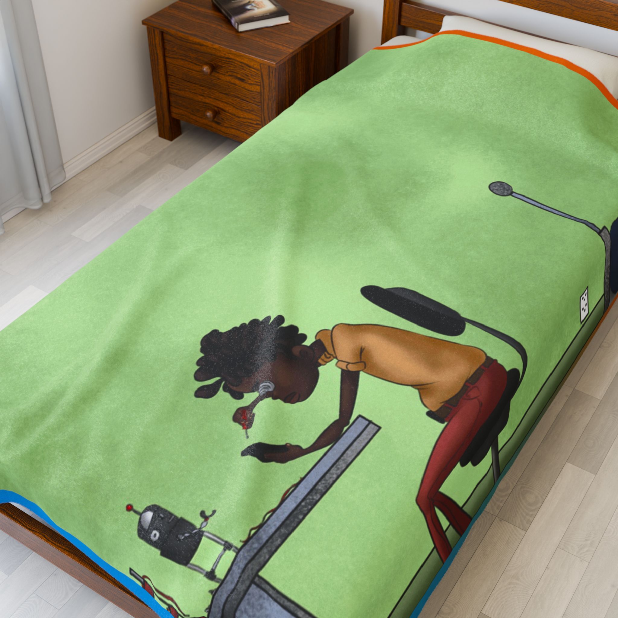 Black Characters - Engineer Boy- Black Boy, Black Boy - Velveteen Plush Blanket, Xmas Blankets, Bedroom Blanket, Couch Throw, Boys Bedroom - Image 11