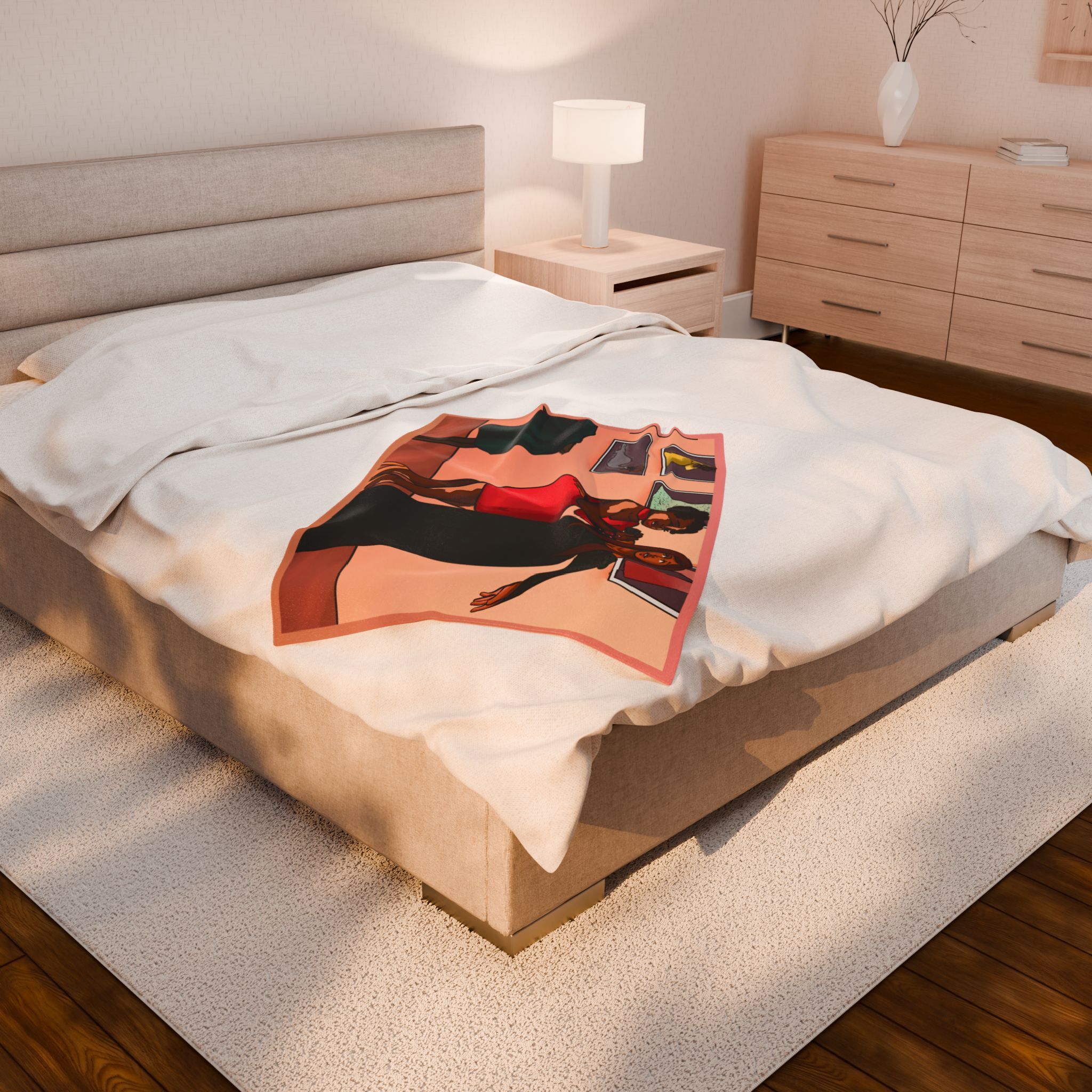 Black Character Blanket -Fashion Woman - Black Girl, Black Girl - Velveteen Plush Blanket, Xmas Blankets, Bedroom Blanket, Girls Bedroom - Image 4