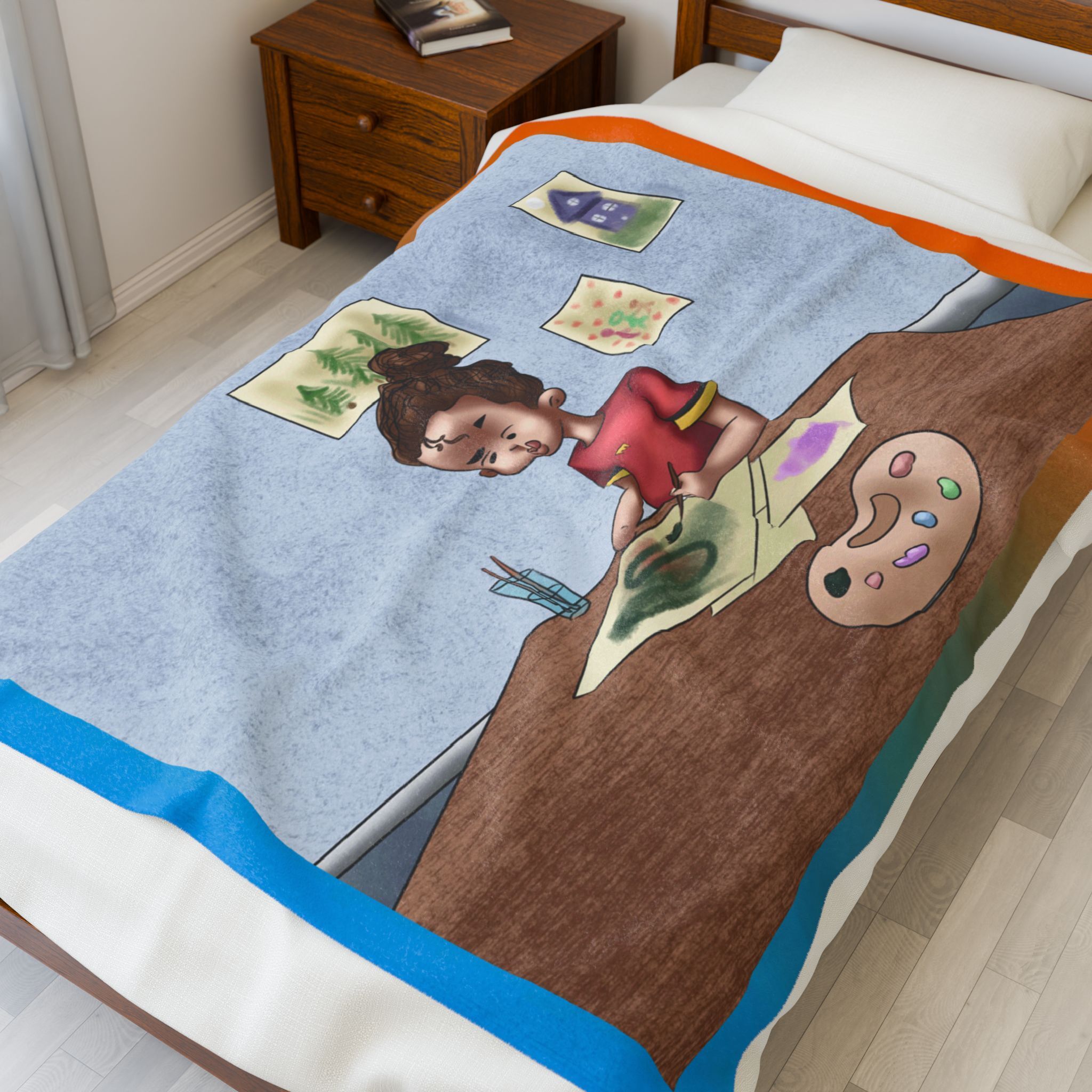 Black Character Blanket - Black Boy, Black Boy - Artist -Velveteen Plush Blanket, Xmas Blankets, Bedroom Blanket, Couch Throw, Boys Bedroom