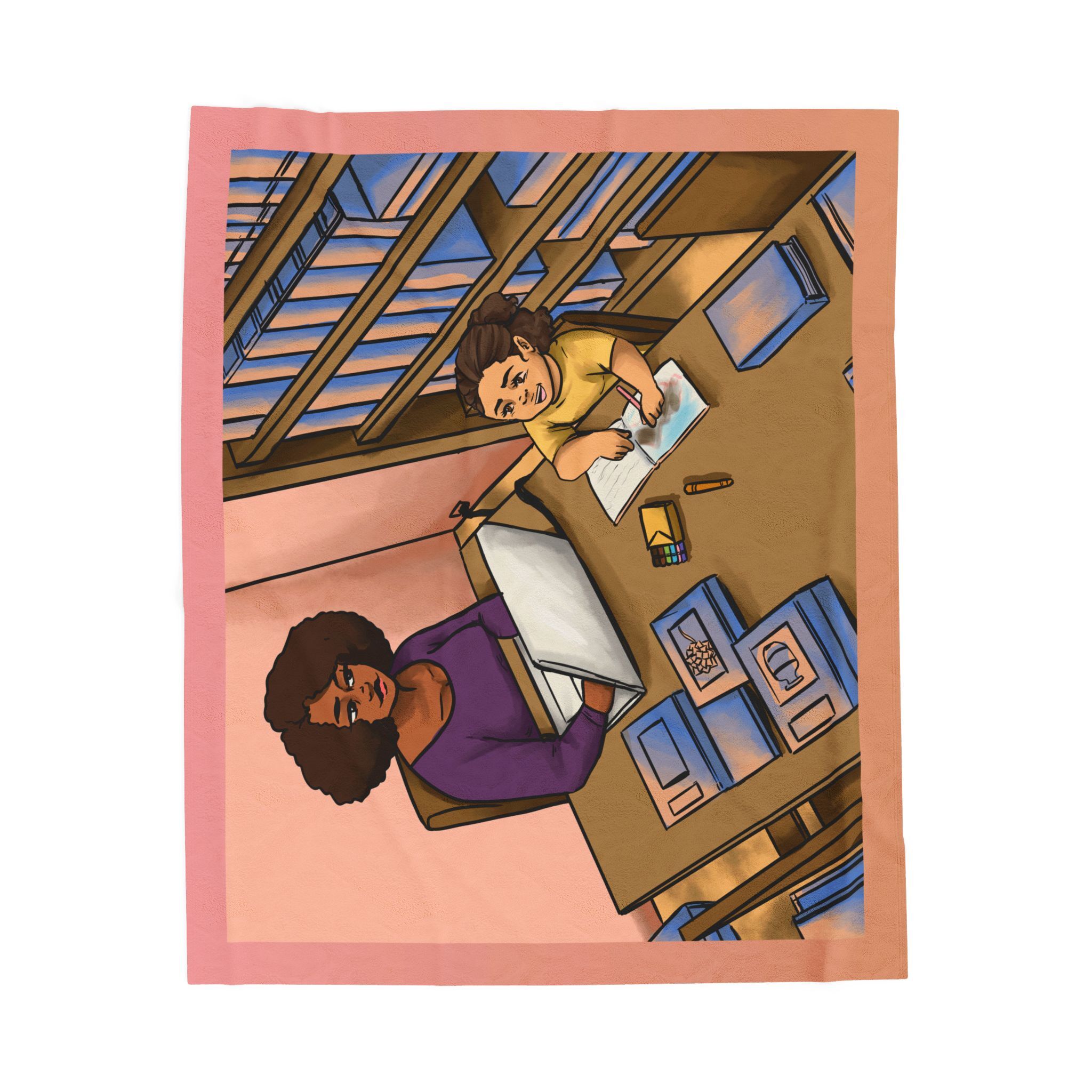 Black Character Blanket -Author Girl - Black Girl, Black Girl - Velveteen Plush Blanket, Xmas Blankets, Bedroom Blanket, Girls Bedroom - Image 5