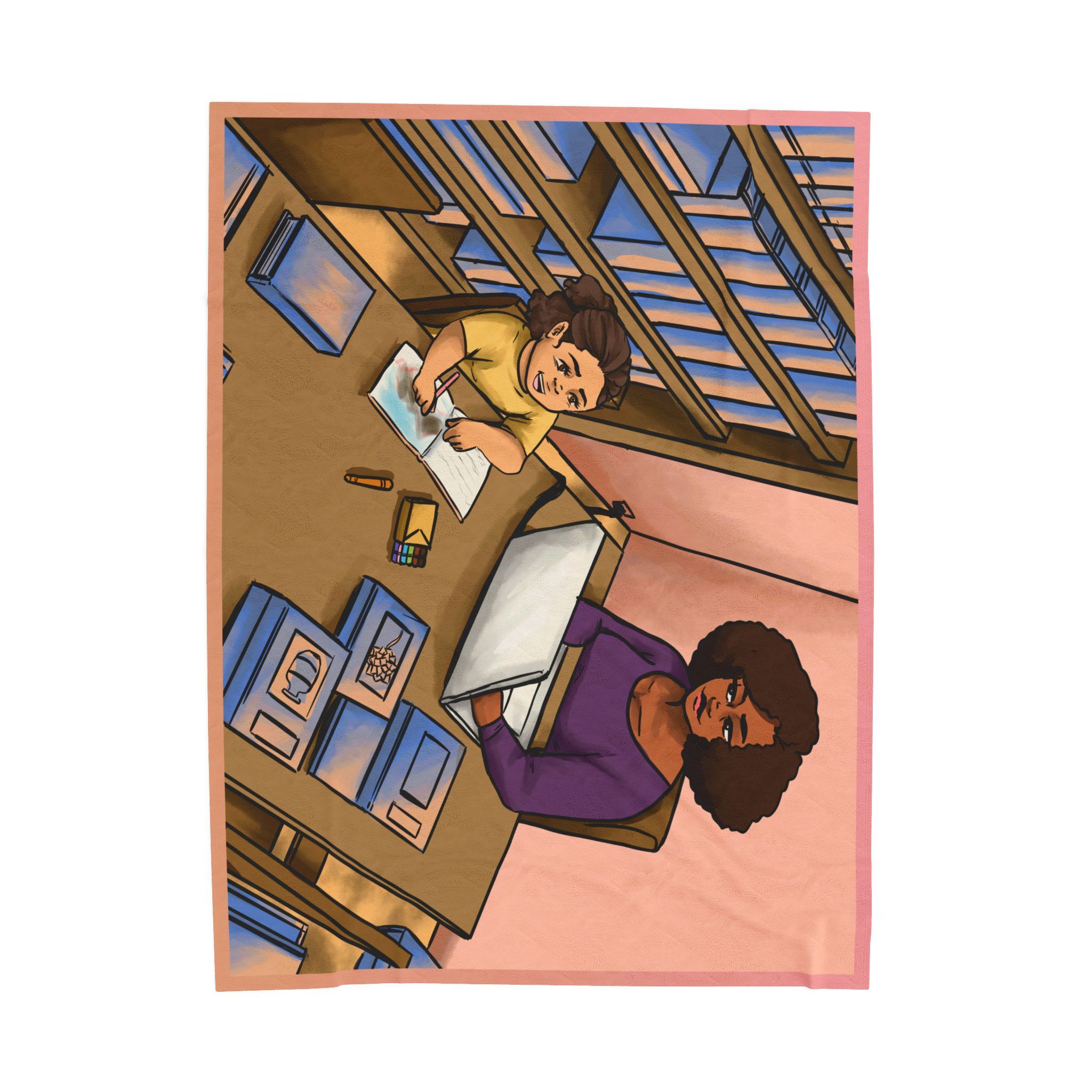 Black Character Blanket -Author Girl - Black Girl, Black Girl - Velveteen Plush Blanket, Xmas Blankets, Bedroom Blanket, Girls Bedroom - Image 8