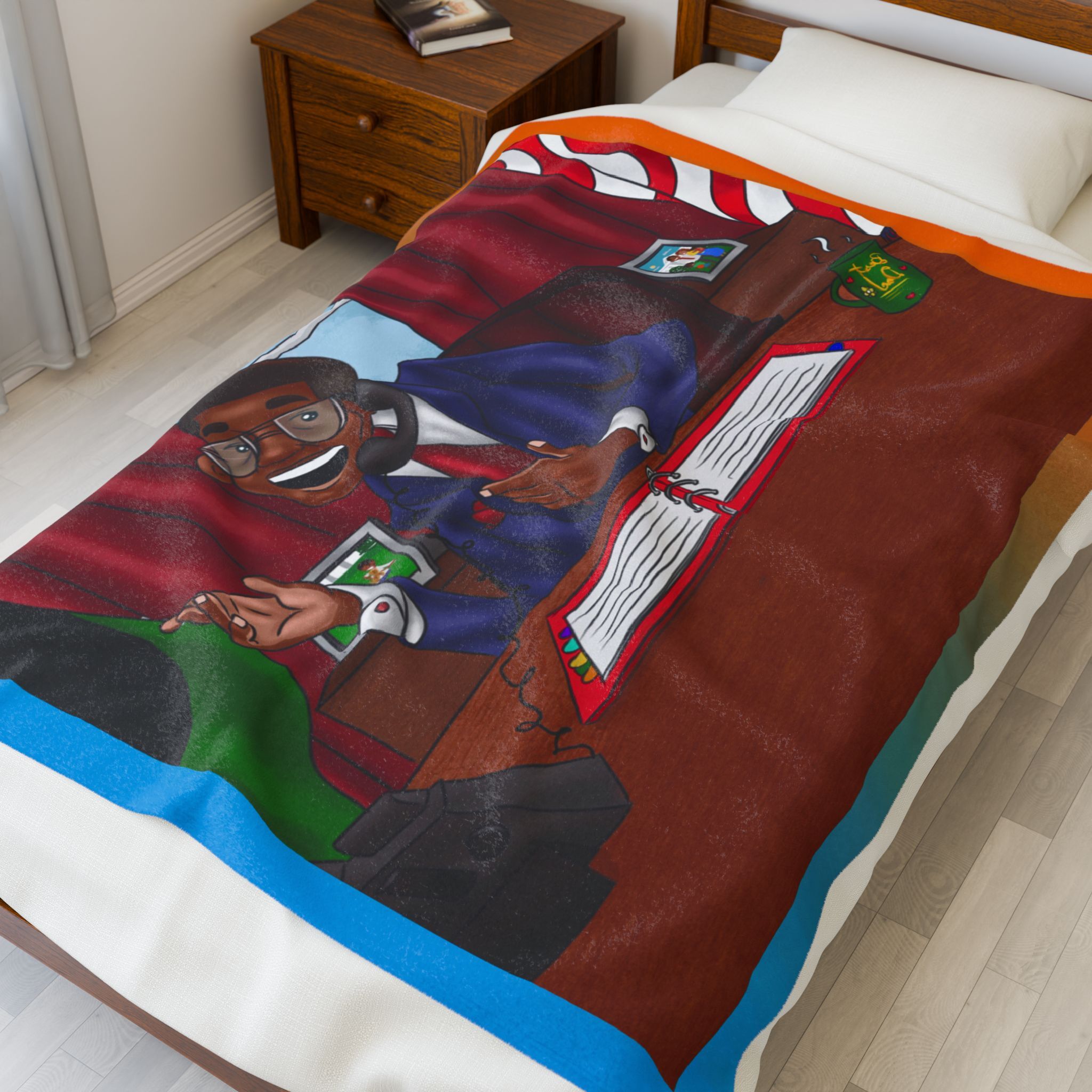 Black Character Blanket - President Man - Black Boy, Black Boy - Velveteen Plush Blanket, Xmas Blankets, Bedroom Blanket, Boys Bedroom