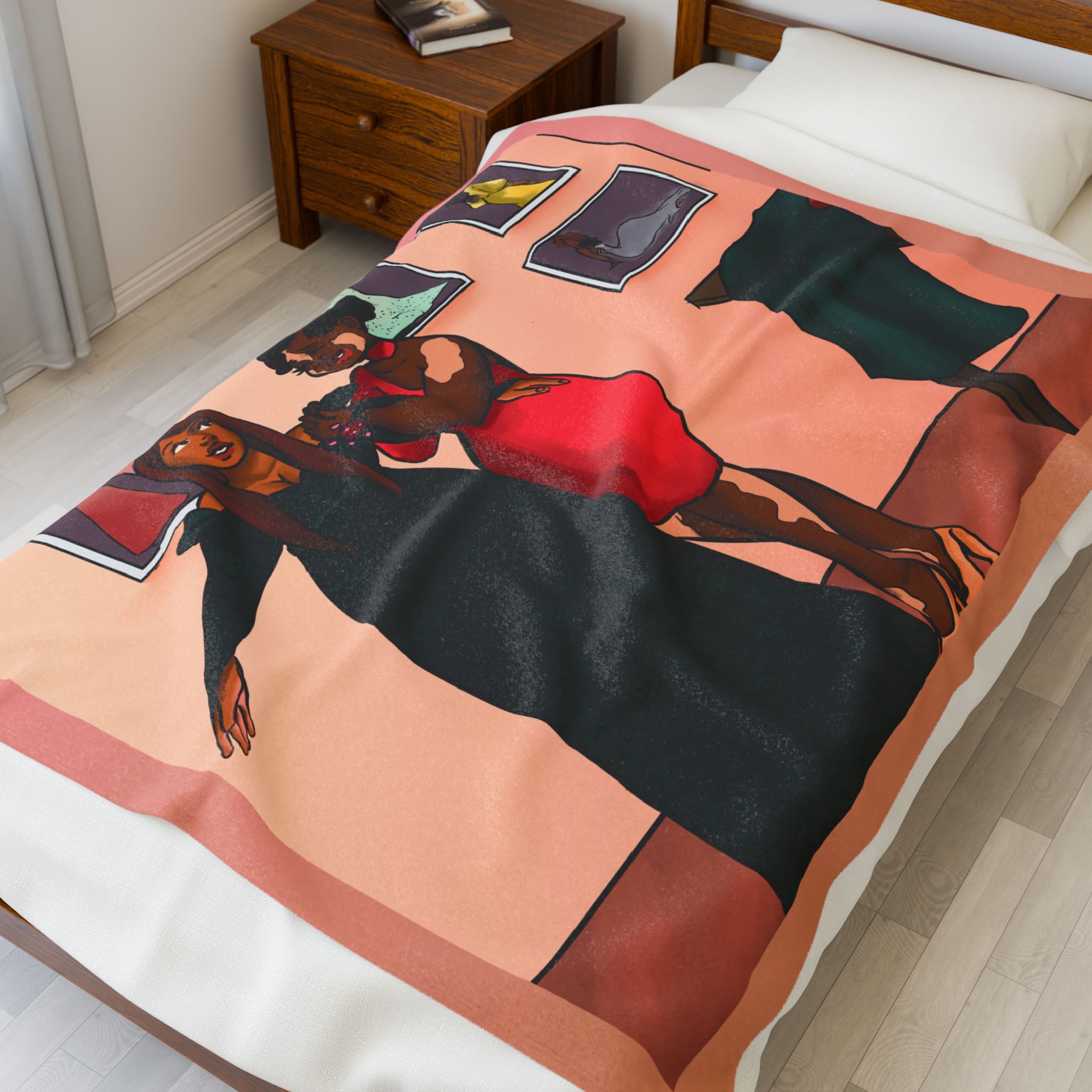 Black Character Blanket -Fashion Woman - Black Girl, Black Girl - Velveteen Plush Blanket, Xmas Blankets, Bedroom Blanket, Girls Bedroom