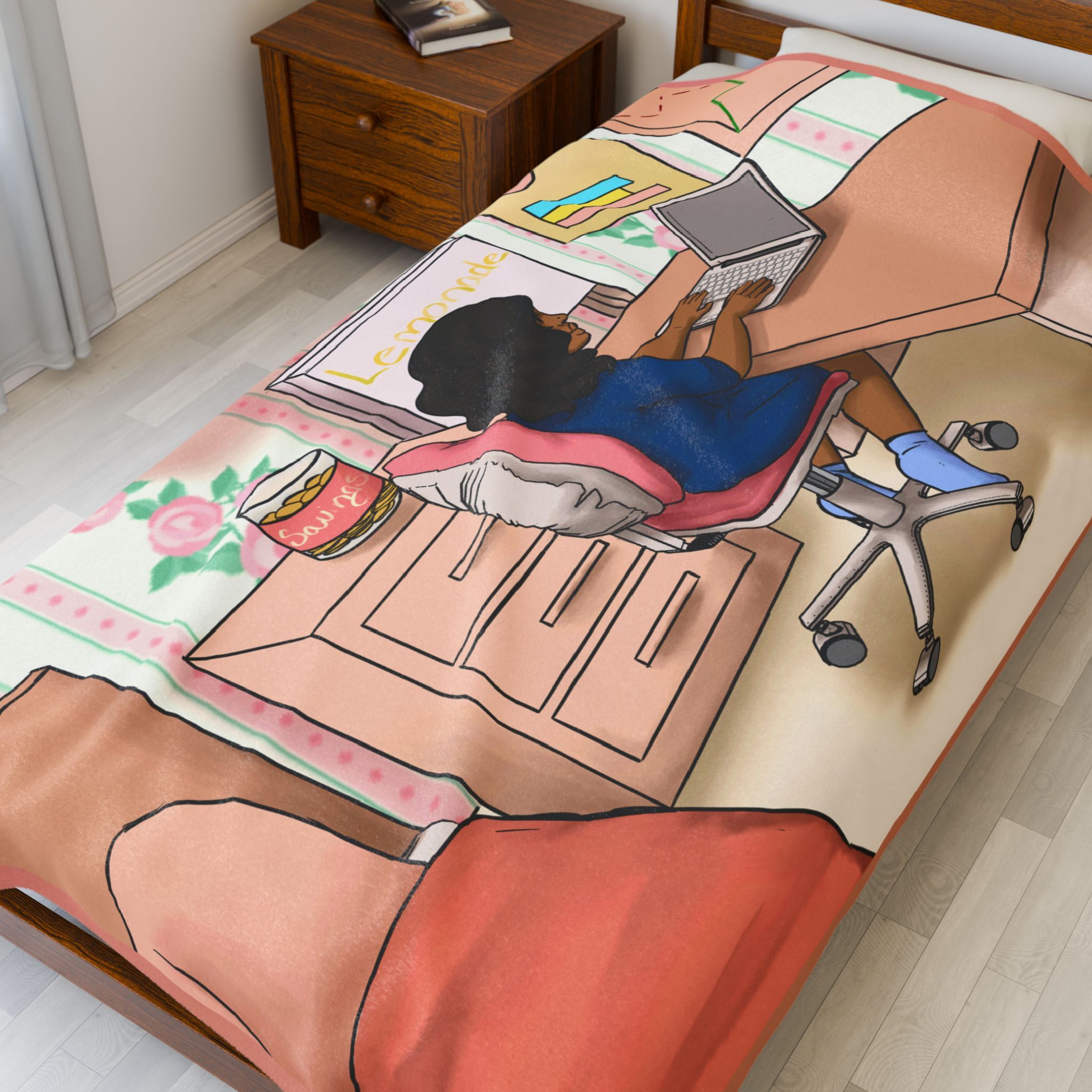 Black Character Blanket - Banker Girl- Black Girl, Black Girl - Velveteen Plush Blanket, Xmas Blankets, Bedroom Blanket, Girls Bedroom - Image 11
