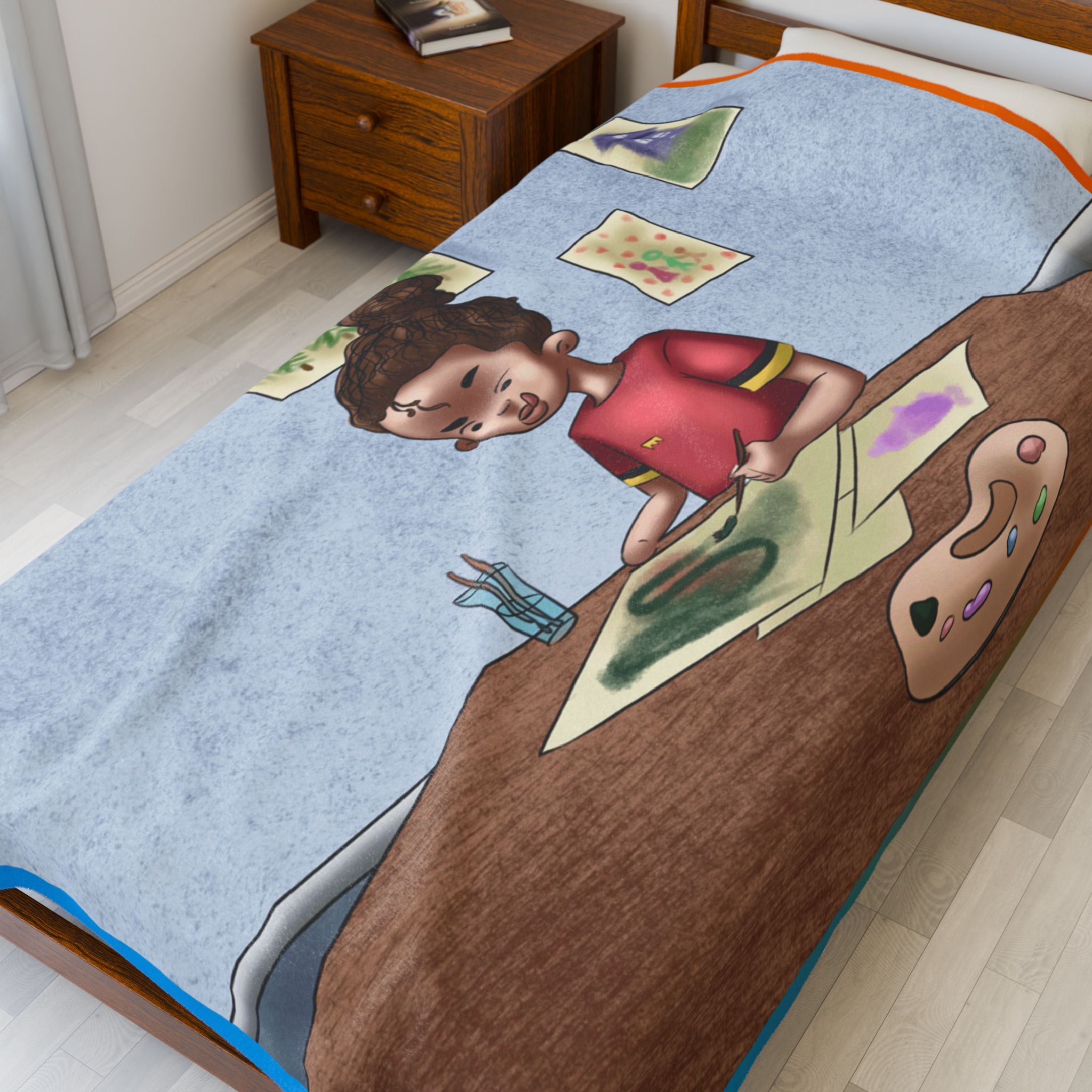Black Character Blanket - Black Boy, Black Boy - Artist -Velveteen Plush Blanket, Xmas Blankets, Bedroom Blanket, Couch Throw, Boys Bedroom - Image 11